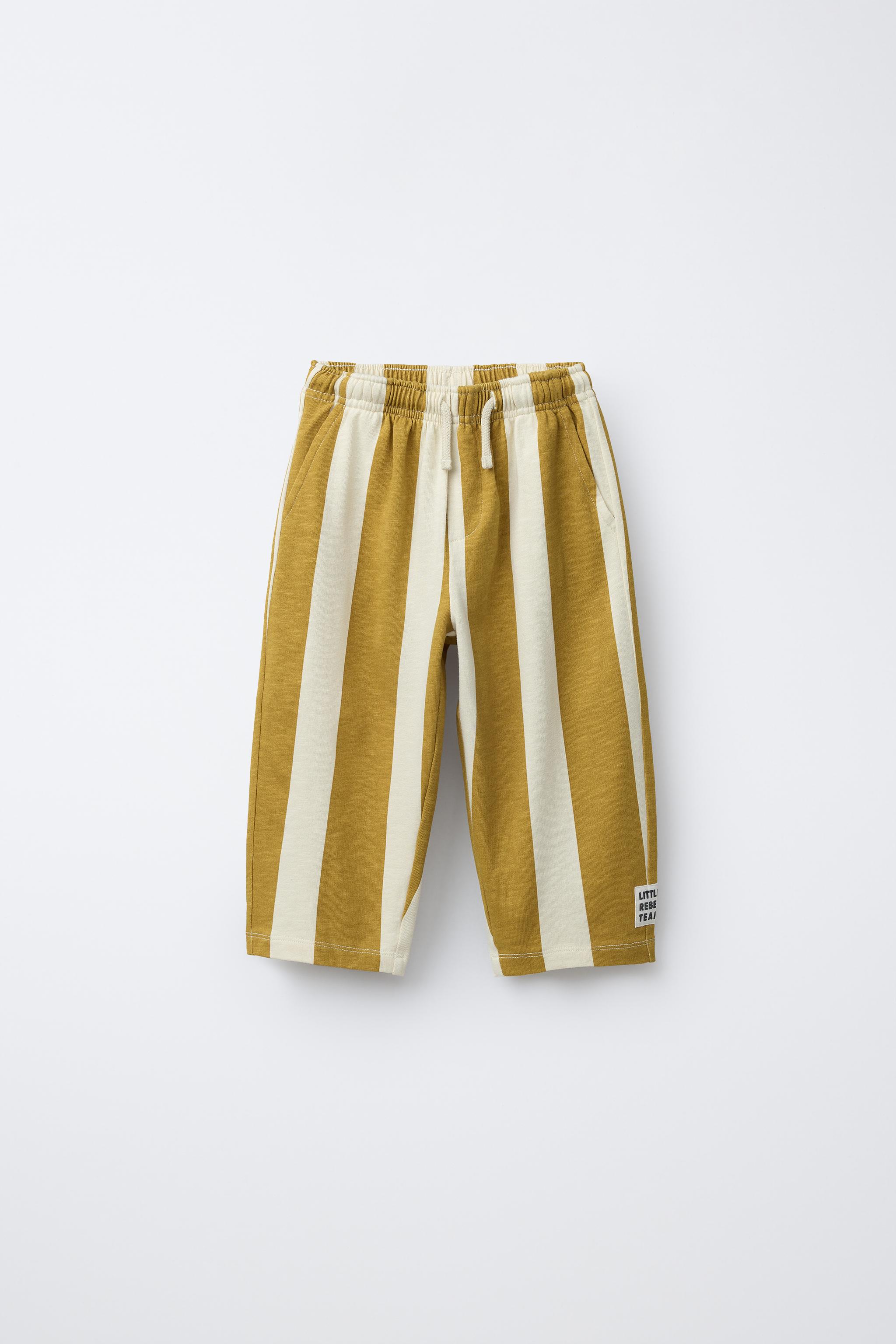 PANTALON DROIT EN MOLLETON À RAYURES